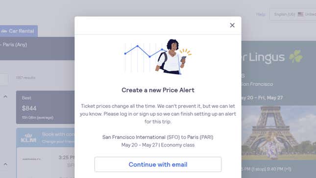 A screenshot of Skyscanner