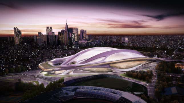 Tokyo’s National Stadium after it gets a radical makeover for the Olympics.