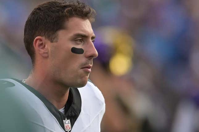 Aug 12, 2023; Baltimore, Maryland, USA;  Philadelphia Eagles quarterback Ian Book (19) walks on the field during the first half against the Baltimore Ravens at M&amp;amp;T Bank Stadium.