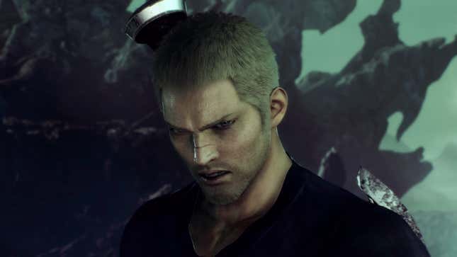 man with sartorially safe black t shirt in final fantasy origin, a new game at e3 2021