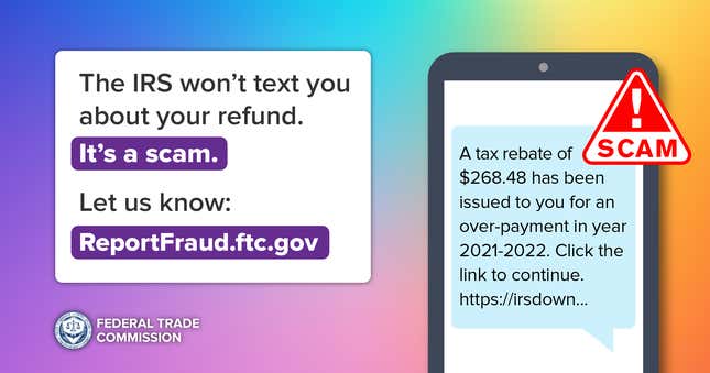 An infographic with an example of a scammer pretending to be the IRS.