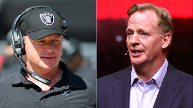 Image for article titled NFL Commissioner Accused of Being Involved in Leaking of Jon Gruden’s Racist, Homophobic Emails