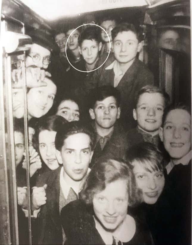 Leslie Baruch Brent, then 13, on board the Kindertransport, Dec. 1, 1938