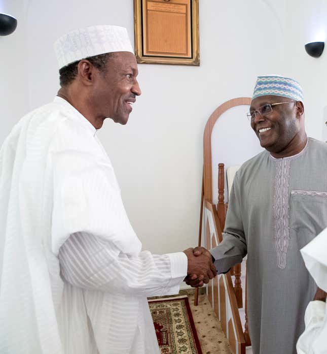 Friends in 2015. Rivals in 2019? Buhari (L) with former vice president Atiku Abubakar