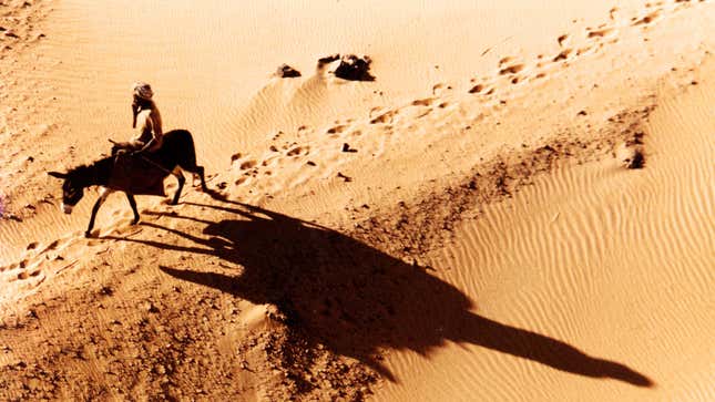 A man on a donkey in Sudan.