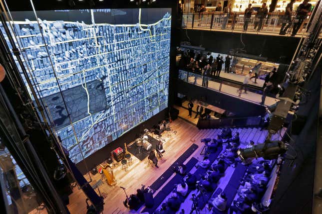 Consumers listen to a presentation at Samsung 837 in New York’s Meatpacking District.