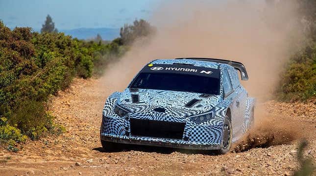 Image for article titled Hyundai&#39;s 2022 WRC Rally1 Hybrid Prototype Breaks Cover