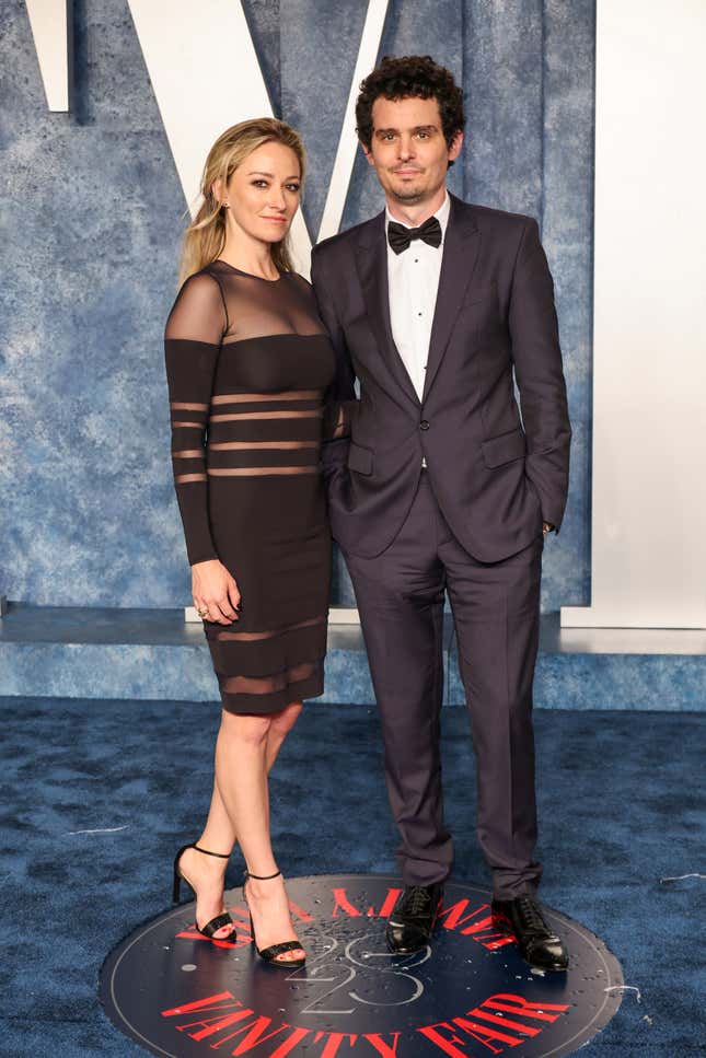 2023 Oscars Afterparties: Olivia Hamilton and Damien Chazelle attend the Vanity Fair Oscar Party