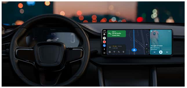 A render of the Android Auto card interface