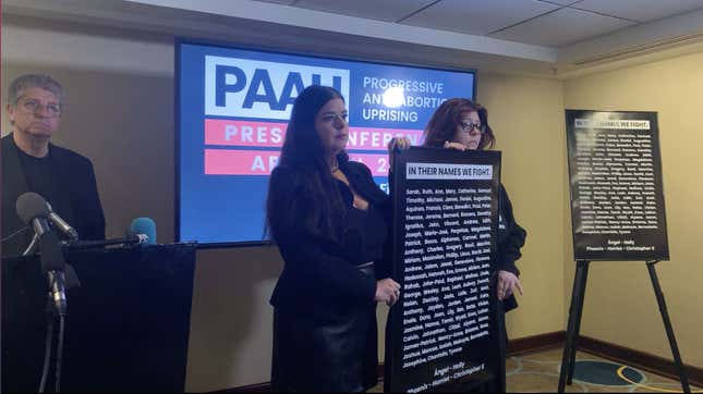 Randall Terry, Terrisa Bukovinac, and Lauren Handy at a PAAU press conference in Washington, DC, on April 5, 2022.