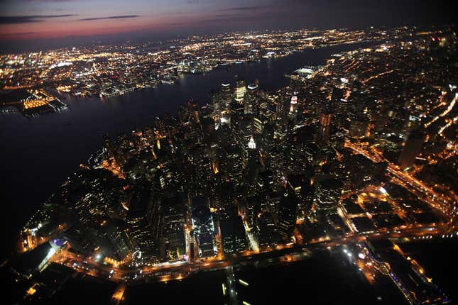 Aerial view of lower Manhattan.