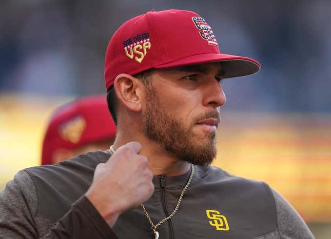 Jul 4, 2023; San Diego, California, USA;  San Diego Padres starting pitcher Joe Musgrove (44) after defeating the Los Angeles Angels at Petco Park.