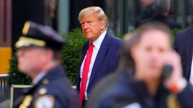 Former U.S. President Donald Trump arrives at Trump Tower on April 03, 2023 in New York City. 