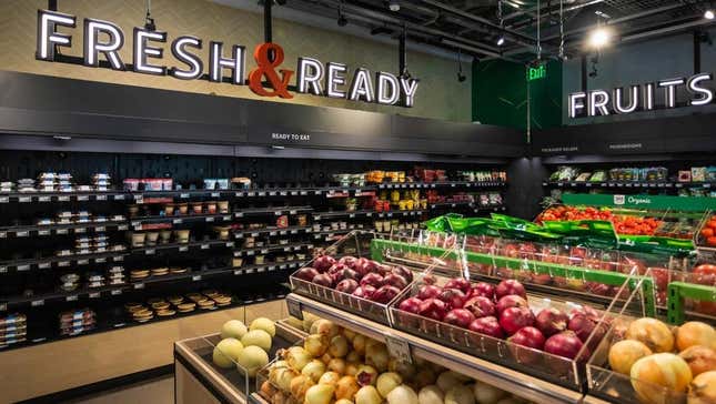 An Amazon Fresh grocery store produce section in 2021