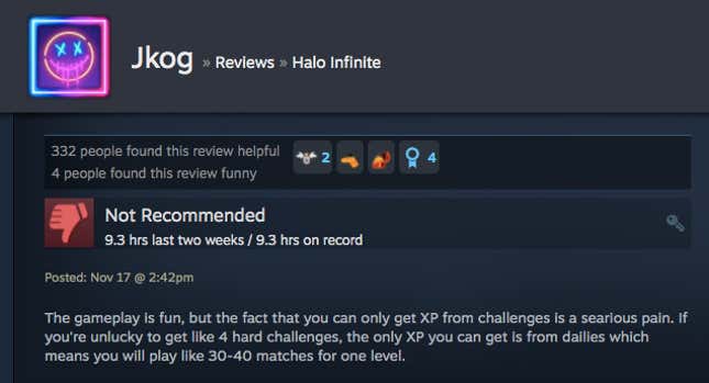 Image for article titled Halo Infinite’s Multiplayer, As Told By Steam Reviews