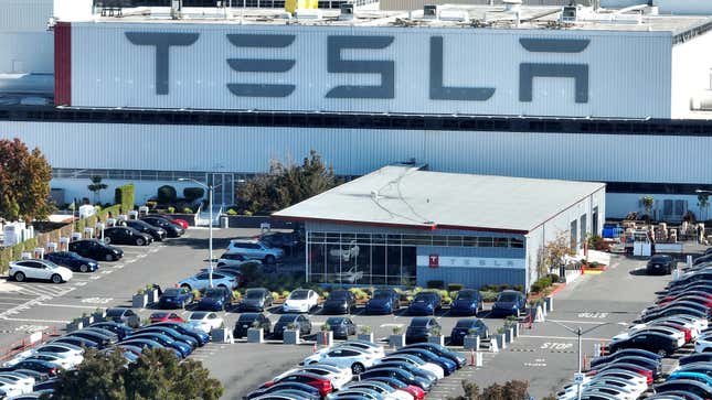 Tesla’s factory in Fremont, California. It is one of the EV company’s largest North American manufacturing sites.