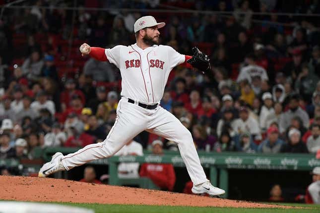May 14, 2023; Boston, Massachusetts, USA; Boston Red Sox relief pitcher Ryan Brasier (70) pitches against the St. Louis Cardinals during the sixth inning at Fenway Park.