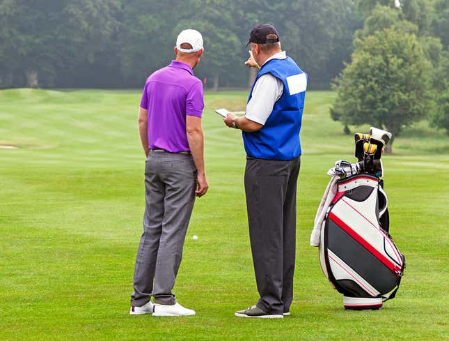 Image for article titled Caddy Helpfully Points Out Direction Of Hole