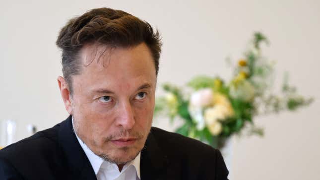 Photo of Elon Musk, kind of glowering at something off-camera