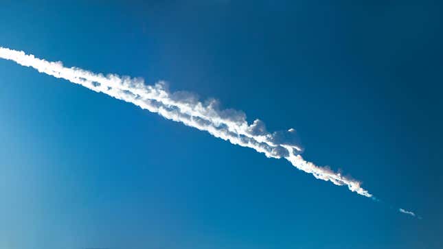 The meteor left a long trail in its wake before exploding over Chelyabinsk, Russia. 