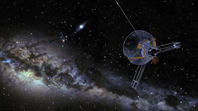 Artist’s conception of Pioneer 10 heading into interstellar space. 