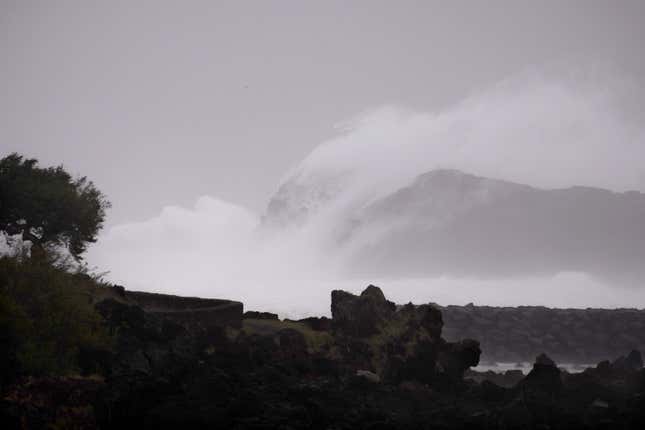 Heavy clouds are seen above Madalena, on Pico Island, on Oct. 2.