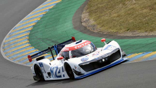 A photo of a hydrogen-powered concept race car. 