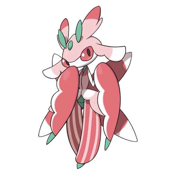 Lurantis is seen with its long claws pointed downward.
