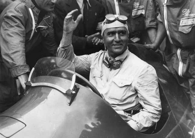 Giuseppe Farina after winning the 1950 International Trophy Race at Silverstone