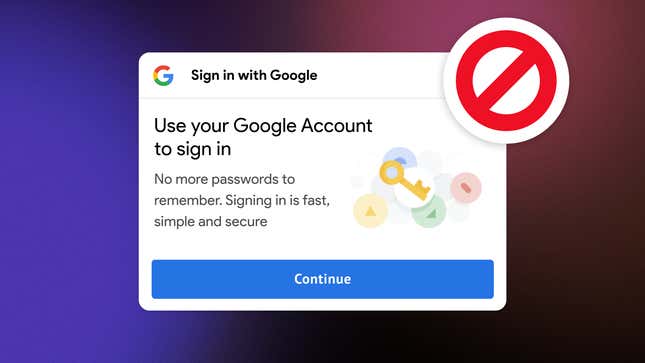 A Google sign in popup