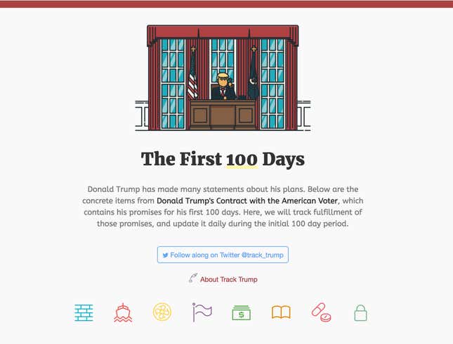 Screenshot of the Track Trump site.