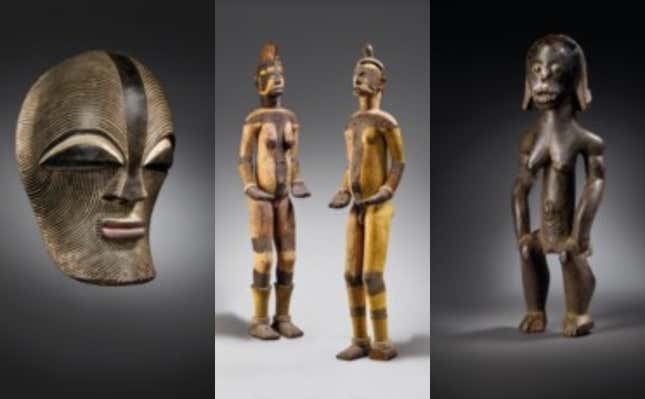 Artifacts from Gabon, Nigeria and Equatorial Guinea. Each valued at over $250,000 to as high as $500,000