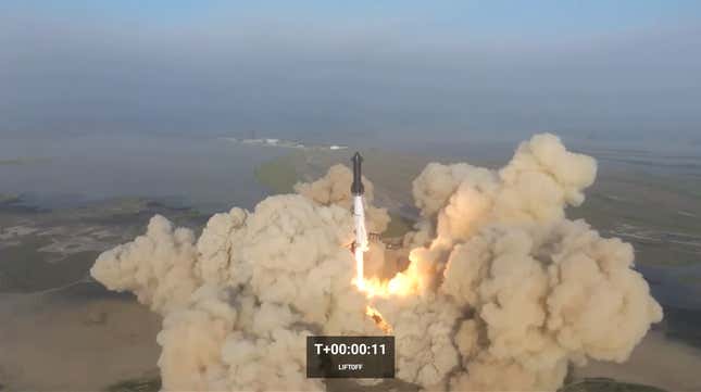 A still from SpaceX’s livestream of the debut launch