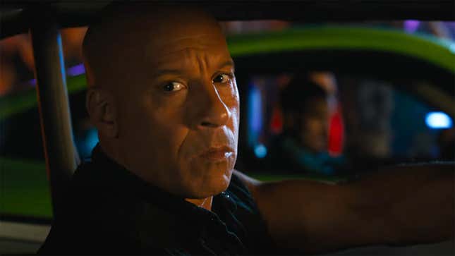 A screenshot of Vin Diesel as Dominic Toretto from the Fast X trailer.