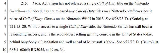 A screenshot of the Microsoft court filing.