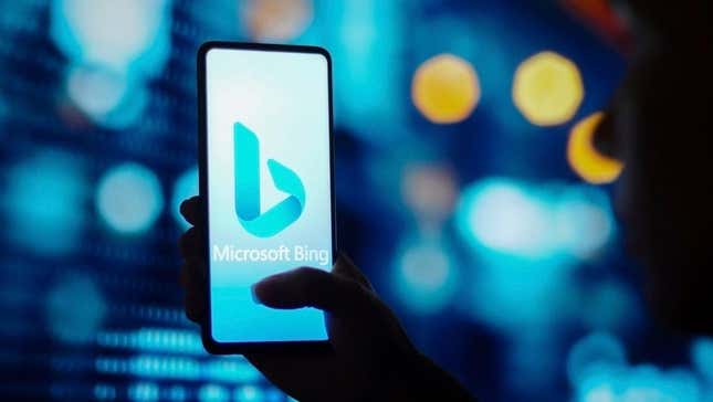 Microsoft Bing's ChatGPT logo is shown on a phone. Bing recently crossed 100 DAUs.