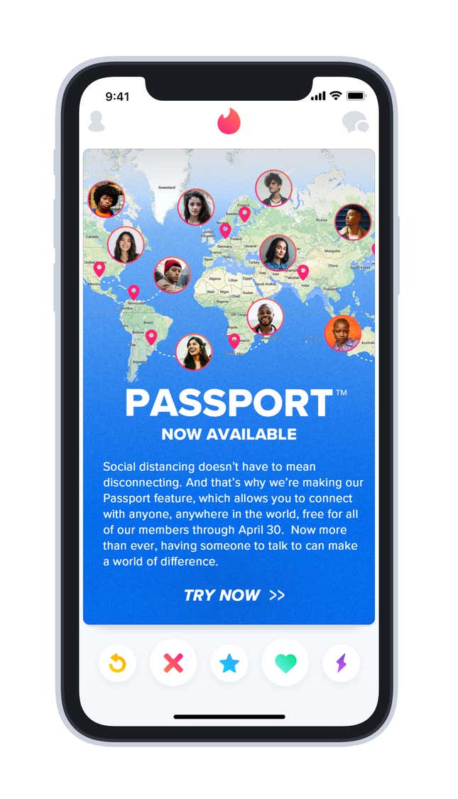 Tinder'ın pasaport özelliği