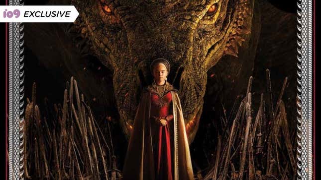 Rhaenyra Targaryen stands in front of a dragon