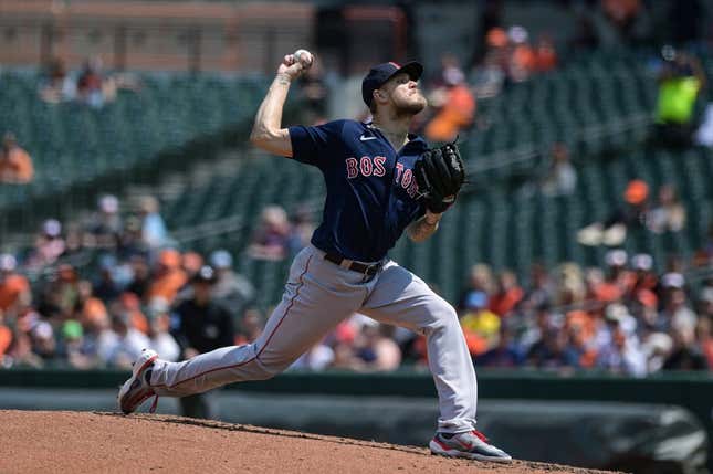 Apr 26, 2023; Baltimore, Maryland, USA;  Boston Red Sox starting pitcher Tanner Houck (89) throws a pitch during the second inning against the Baltimore Orioles  at Oriole Park at Camden Yards.