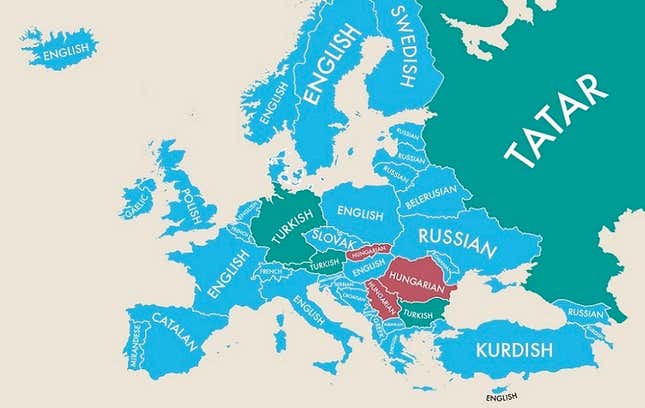 Imagen para el artículo titulado El segundo idioma más hablado en cada país, resumido en un fascinante mapa