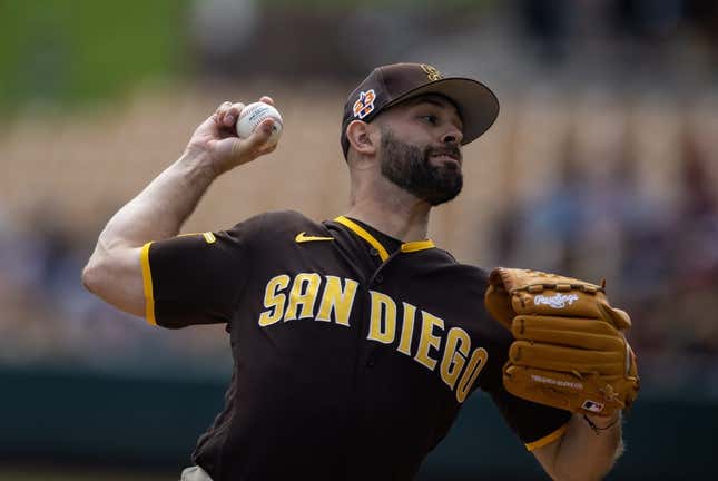 Mar 6, 2023; Phoenix, Arizona, USA; San Diego Padres pitcher Nick Martinez against the Los Angeles Dodgers during a spring training game at Camelback Ranch-Glendale.