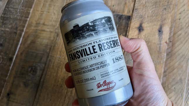 Can of Dr. Pepper Bourbon-Flavored Fansville Reserve