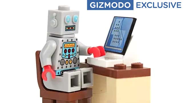 A lego robot using a computer