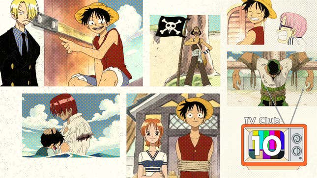 Collage of screenshots from the One Piece anime