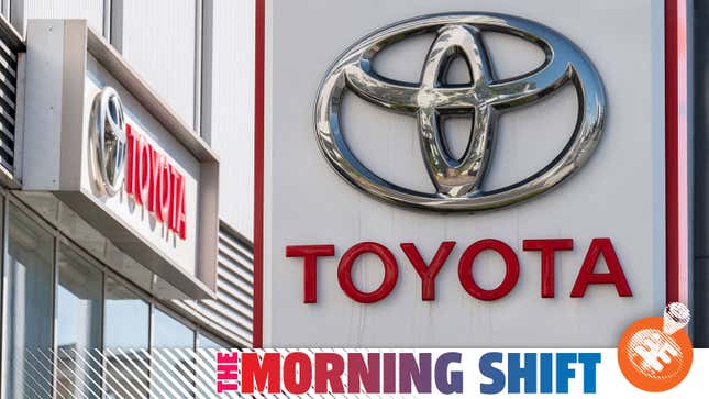 A photo of a Toyota dealership sign with the TMS banner along the bottom. 