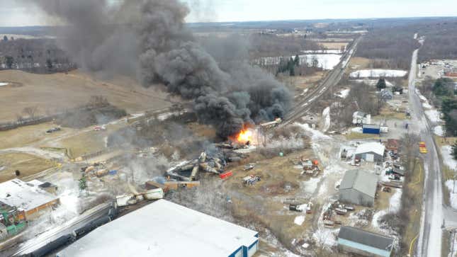 Image for article titled Derailed Freight Train in Ohio Could Explode, Authorities Warn