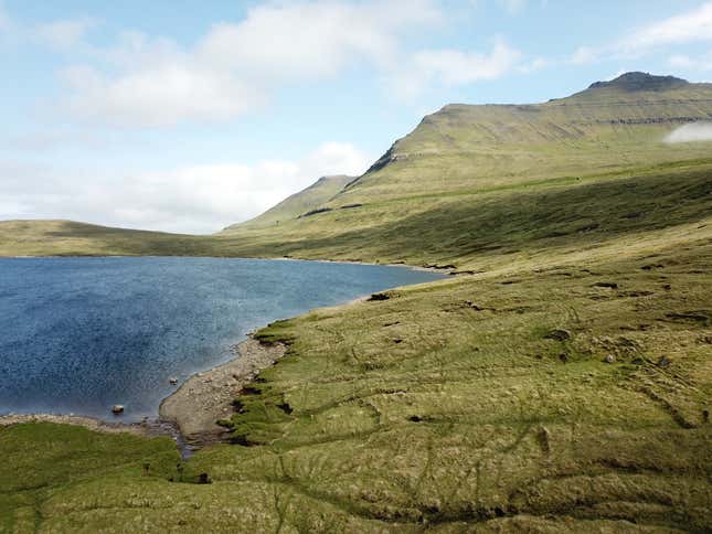 The lake on Eysturoy in which centuries-old sheep DNA was found.