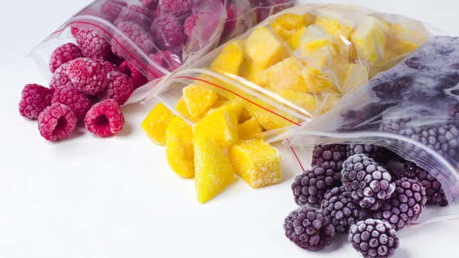 Frozen fruit in bags