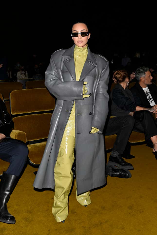 Kim Kardashian attends Prada Fall 2022 Womenswear Fashion Show on February 24, 2022 in Milan, Italy.