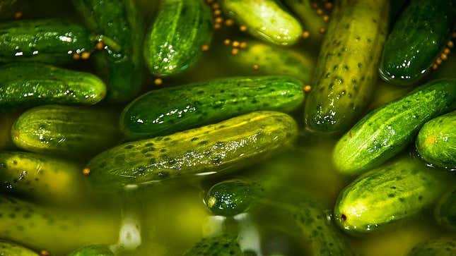 Pickles floating in brine